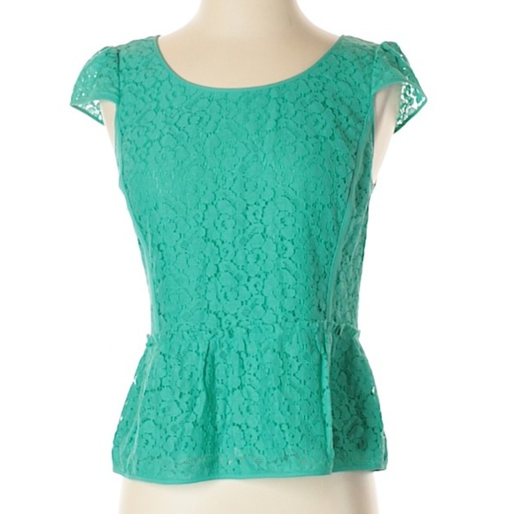 Ann Taylor Tops - Ann Taylor teal lace overlay top